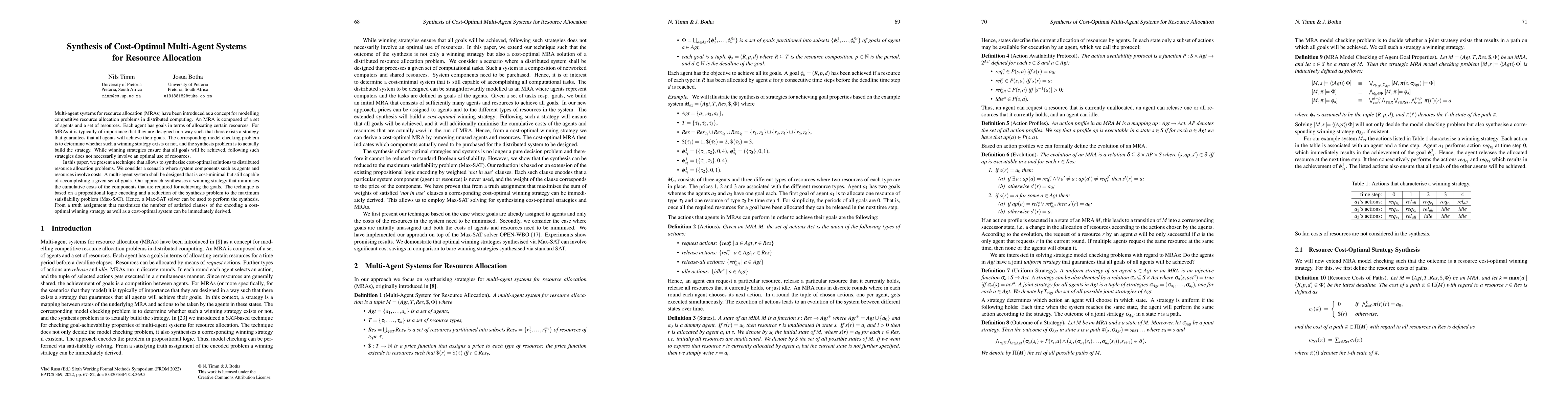 Thumbnail for Synthesis of Cost-Optimal Multi-Agent Systems for Resource Allocation