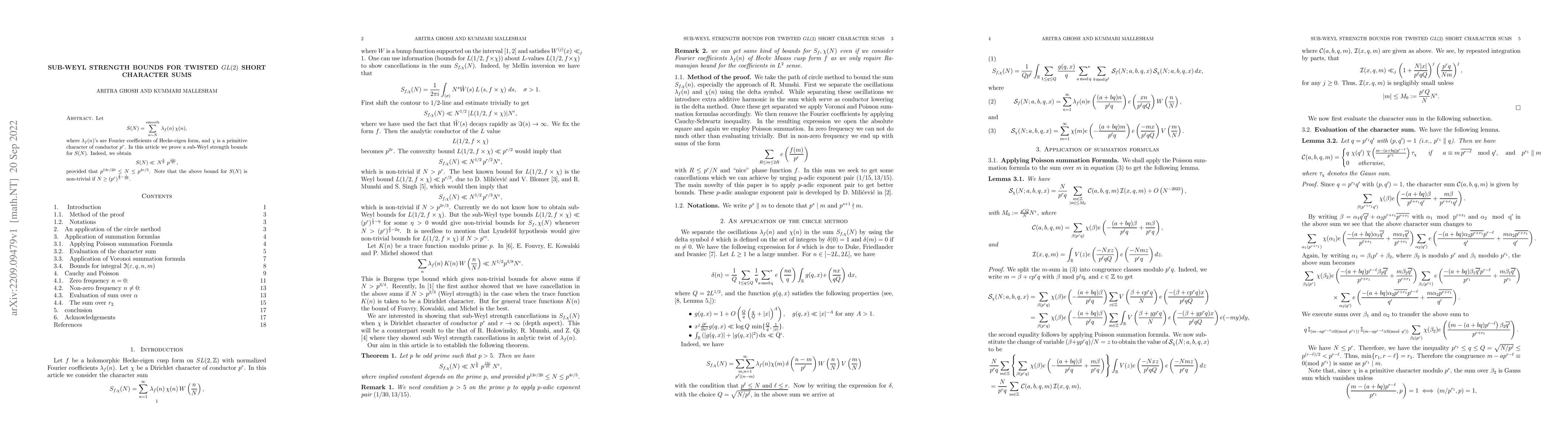 Thumbnail for Sub-Weyl strength bounds for twisted $GL(2)$ short character sums