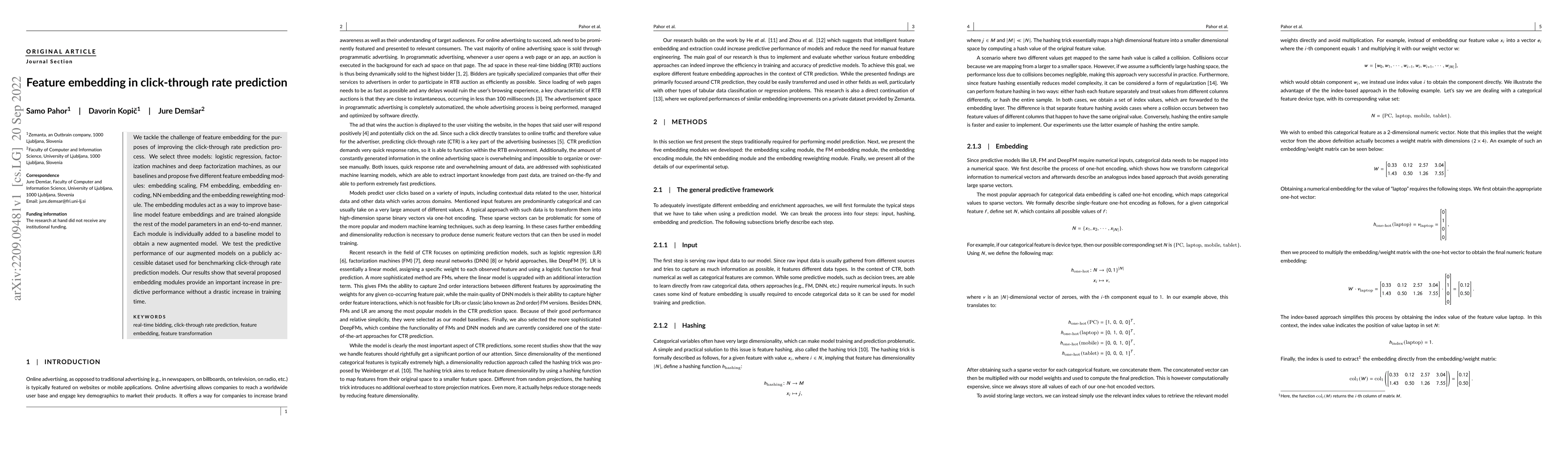 Thumbnail for Feature embedding in click-through rate prediction