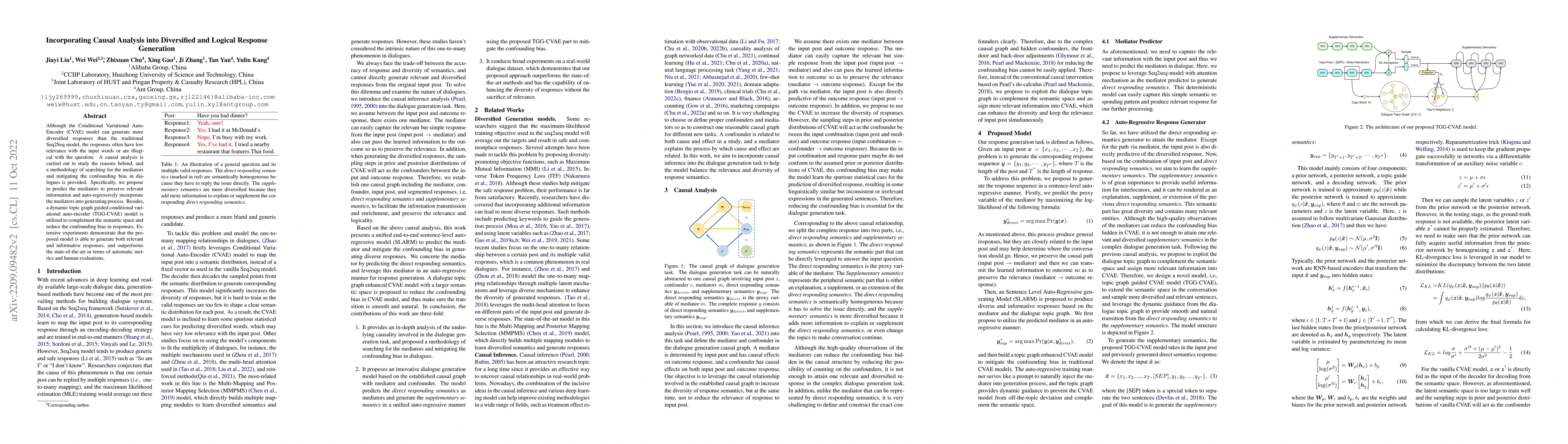 Thumbnail for Incorporating Causal Analysis into Diversified and Logical Response
  Generation