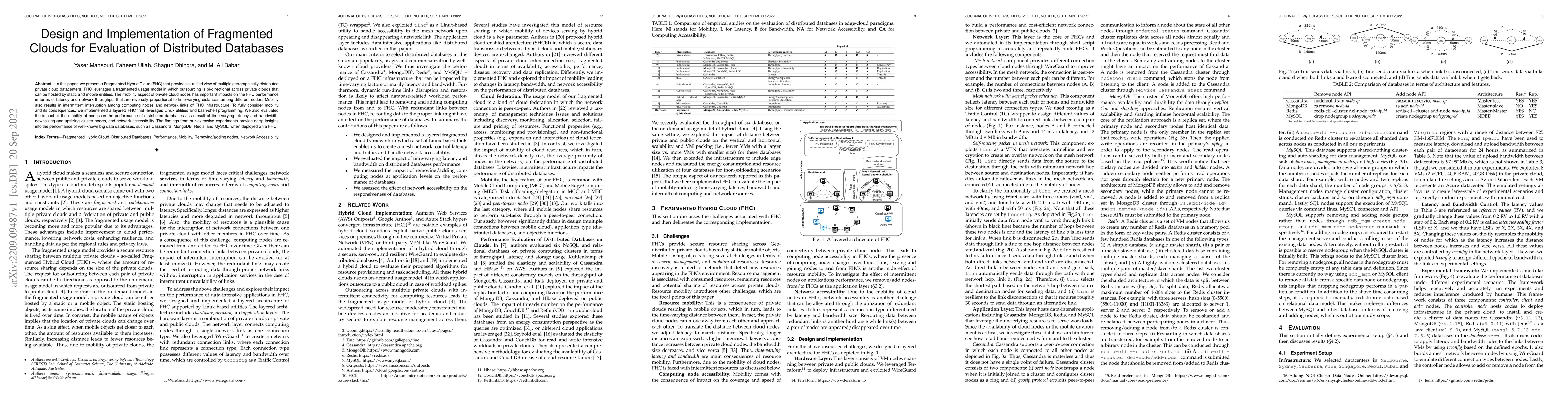 Thumbnail for Design and Implementation of Fragmented Clouds for Evaluation of
  Distributed Databases