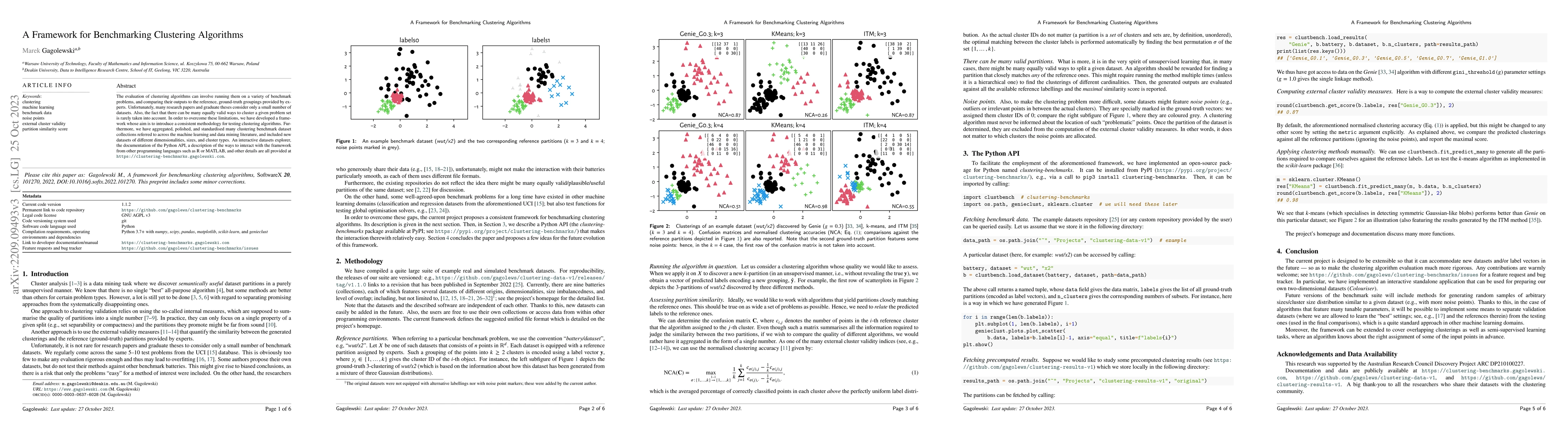 Thumbnail for A framework for benchmarking clustering algorithms