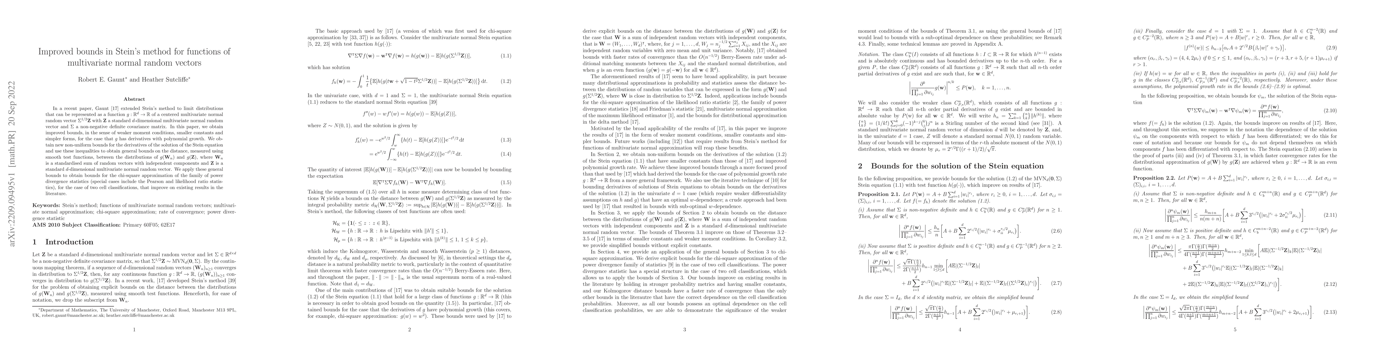 Thumbnail for Improved bounds in Stein's method for functions of multivariate normal
  random vectors