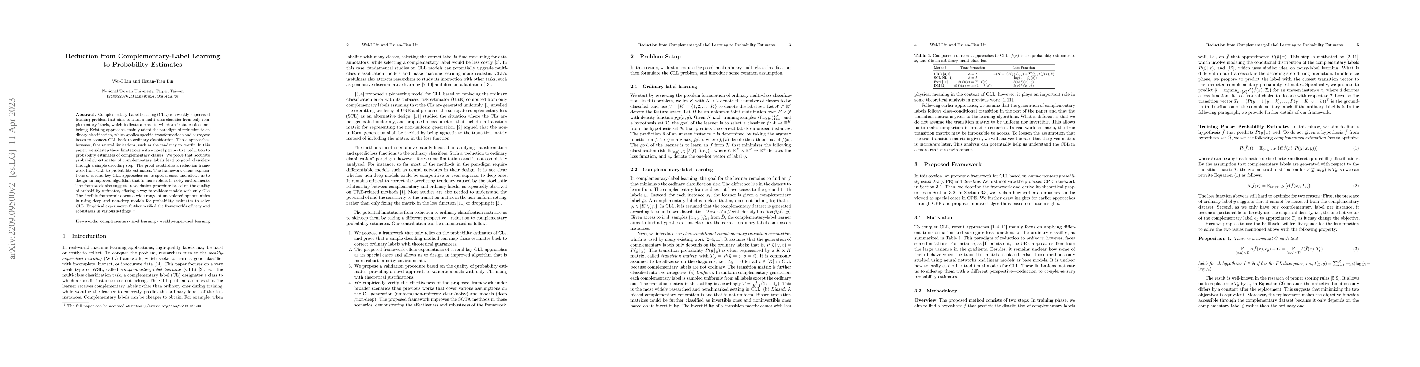 Thumbnail for Reduction from Complementary-Label Learning to Probability Estimates