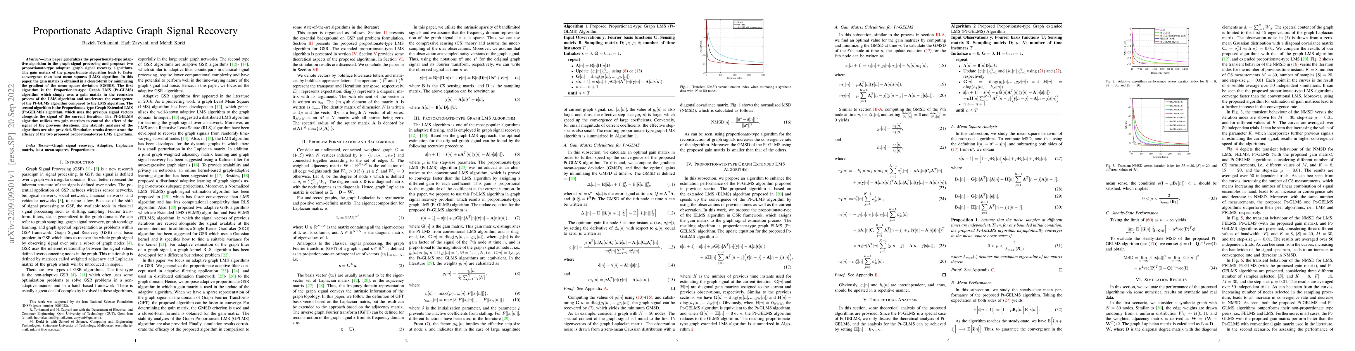 Thumbnail for Proportionate Adaptive Graph Signal Recovery