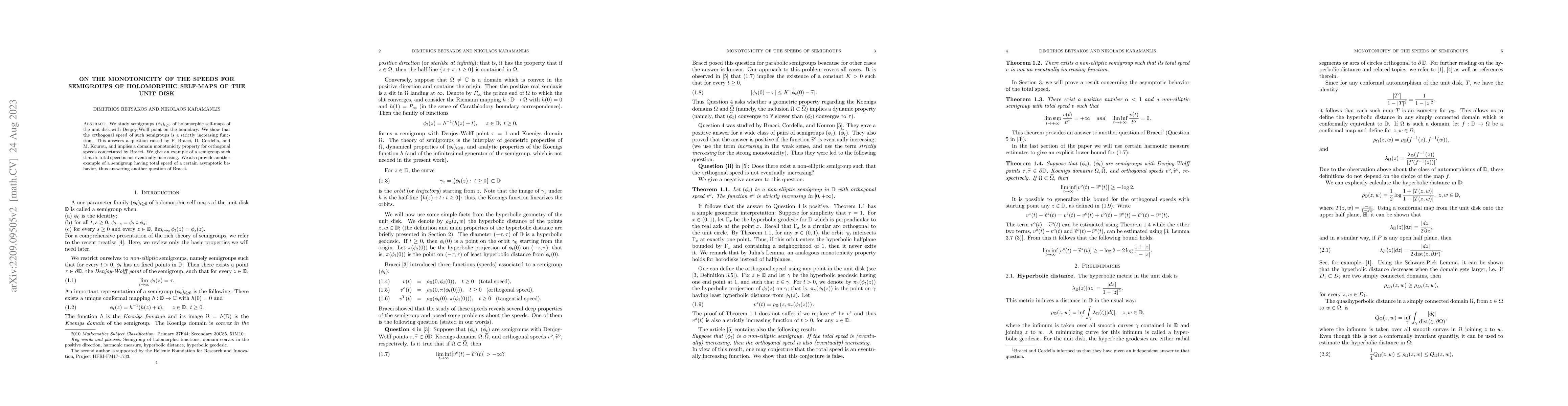 Thumbnail for On the monotonicity of the speeds for semigroups of holomorphic
  self-maps of the unit disk
