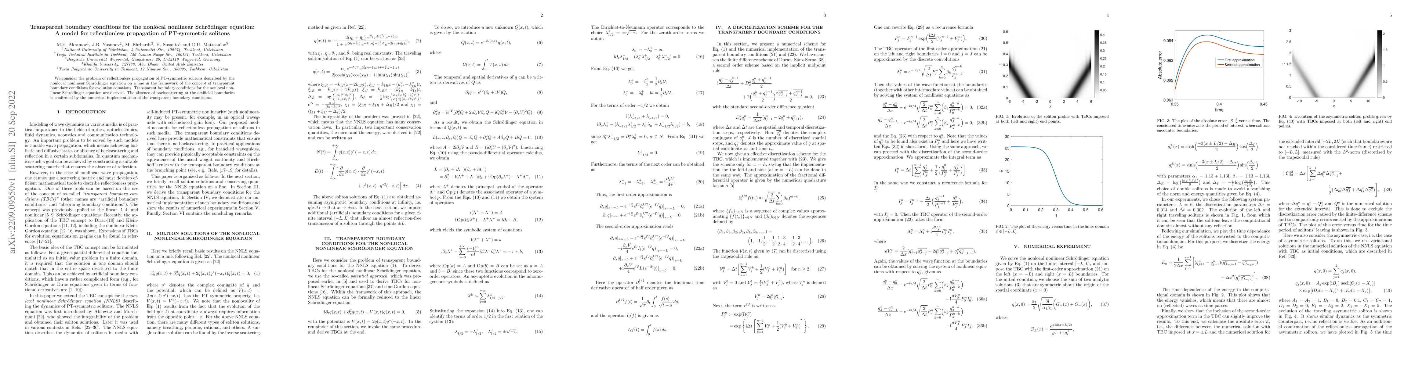 Thumbnail for Transparent boundary conditions for the nonlocal nonlinear Schroedinger
  equation: A model for reflectionless propagation of PT-symmetric solitons