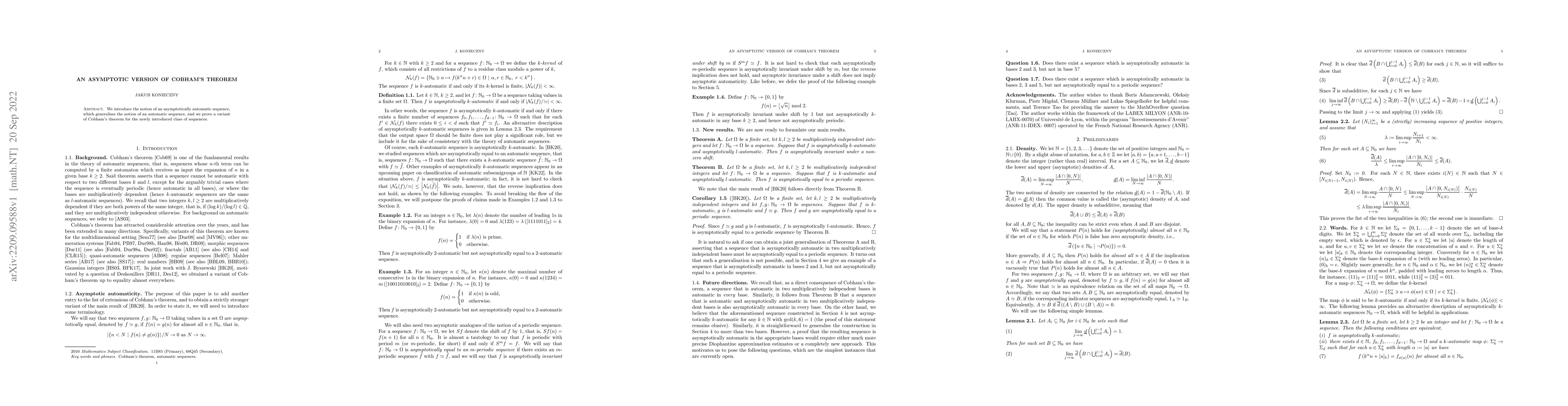 Thumbnail for An asymptotic version of Cobham's theorem