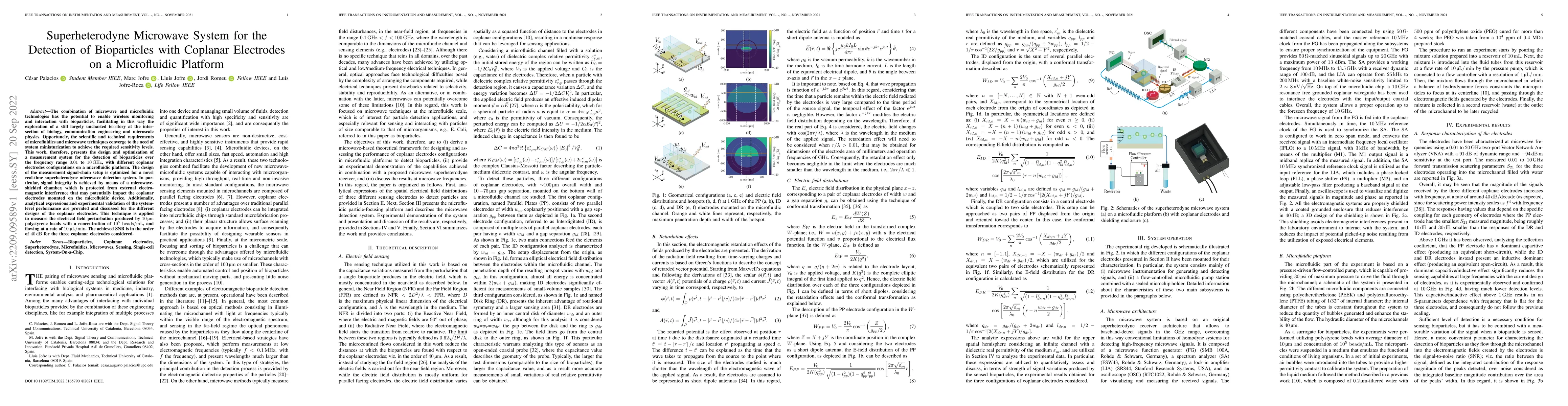 Thumbnail for Superheterodyne Microwave System for the Detection of Bioparticles with
  Coplanar Electrodes on a Microfluidic Platform