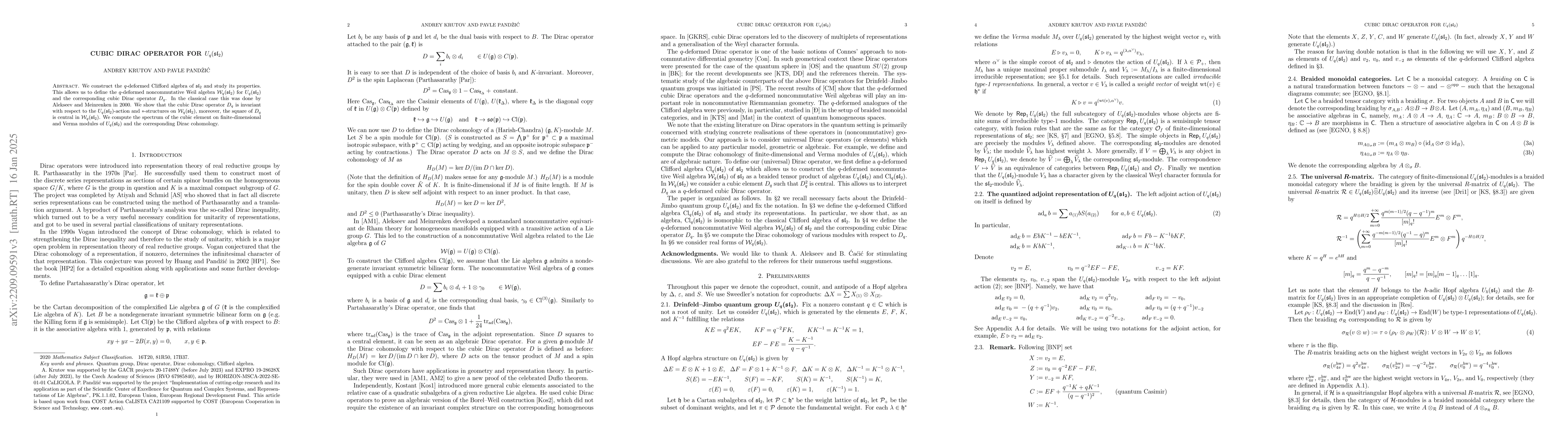 Thumbnail for Cubic Dirac operator for $U_q(\mathfrak{sl}_2)$