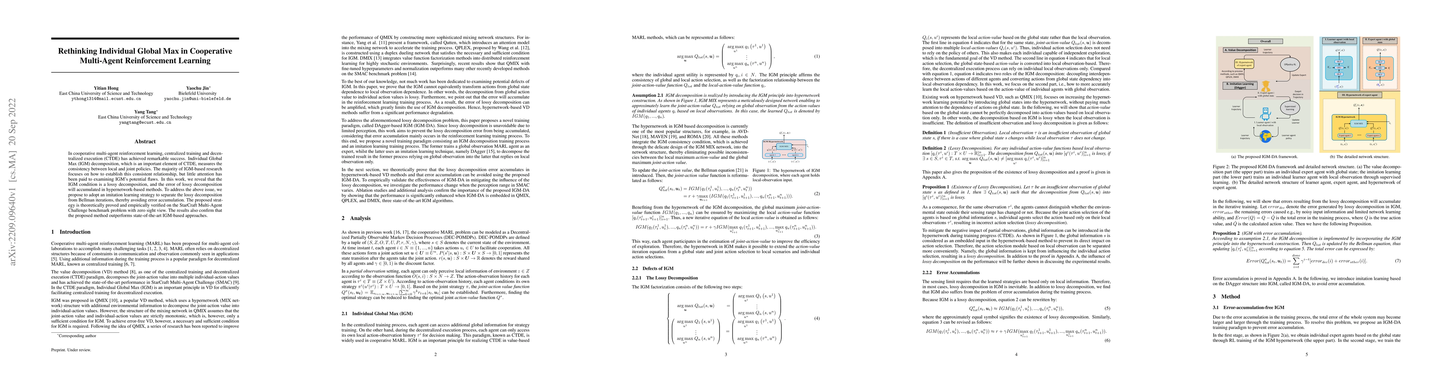 Thumbnail for Rethinking Individual Global Max in Cooperative Multi-Agent
  Reinforcement Learning