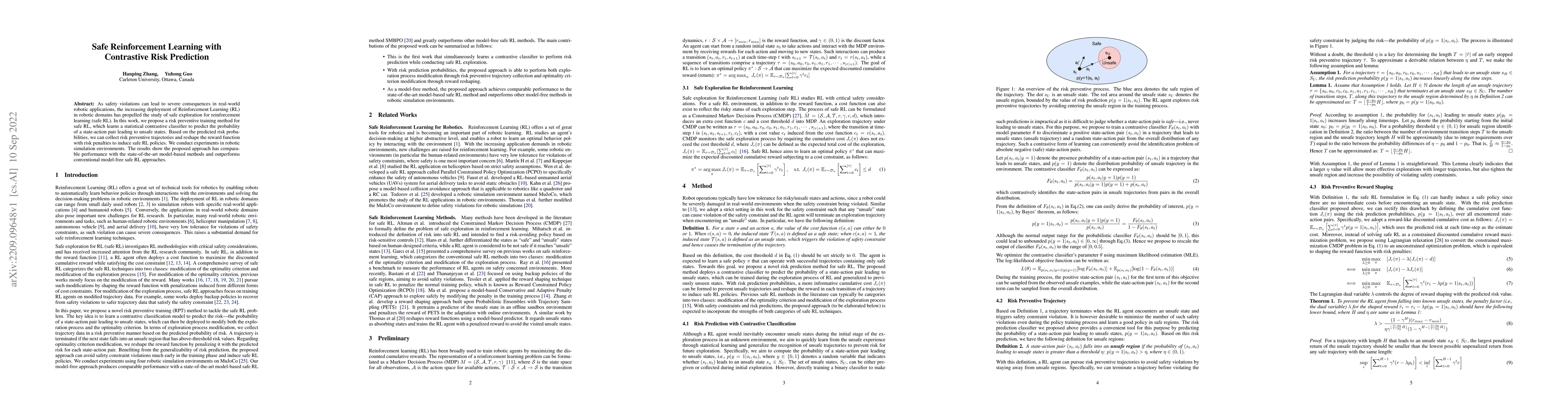 Thumbnail for Safe Reinforcement Learning with Contrastive Risk Prediction
