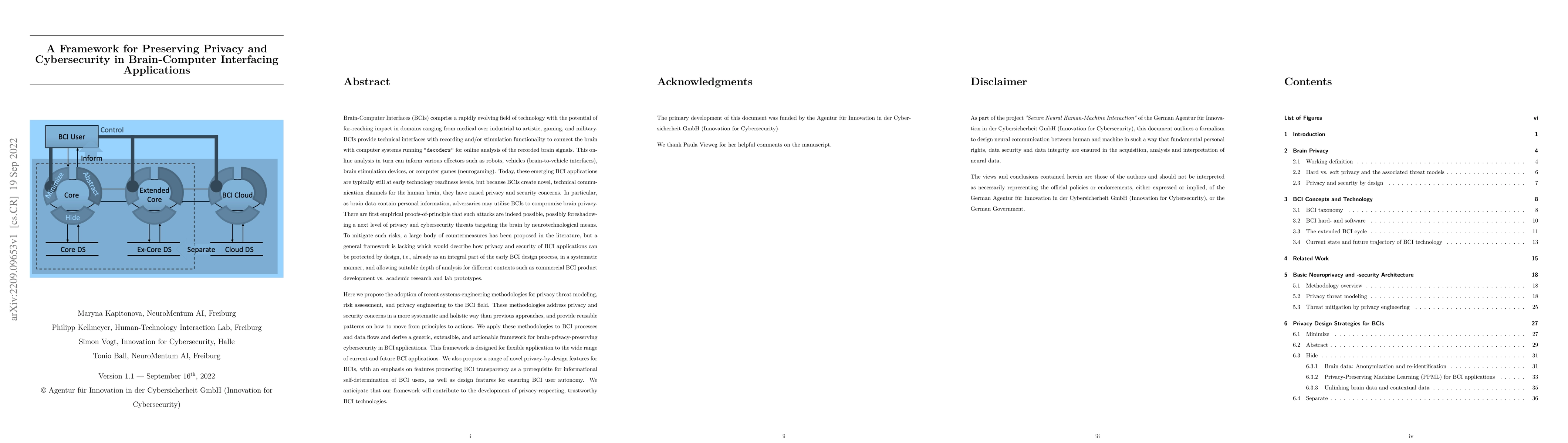 Thumbnail for A Framework for Preserving Privacy and Cybersecurity in Brain-Computer
  Interfacing Applications