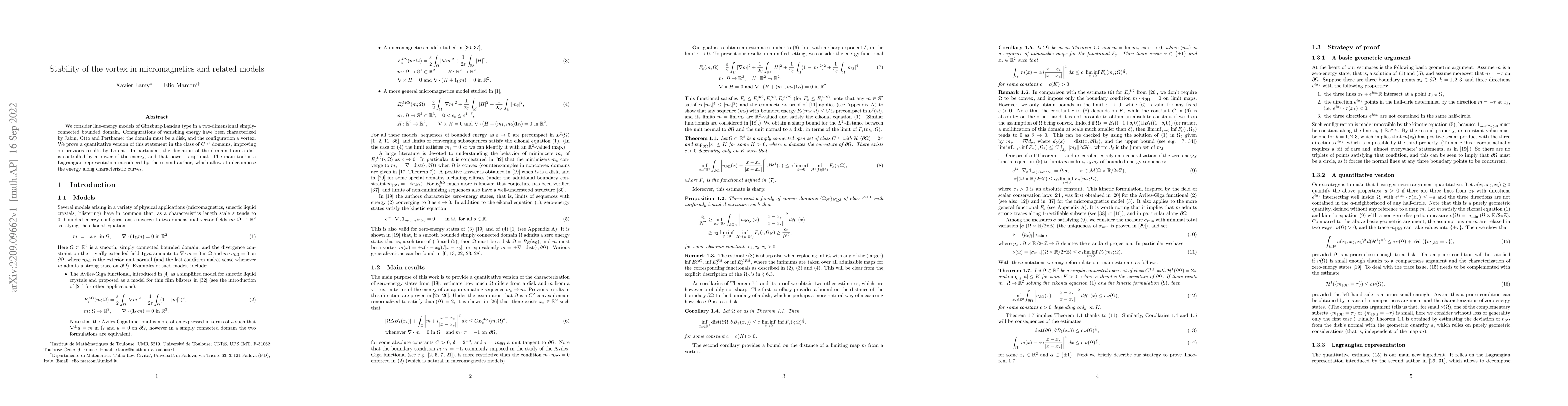 Thumbnail for Stability of the vortex in micromagnetics and related models