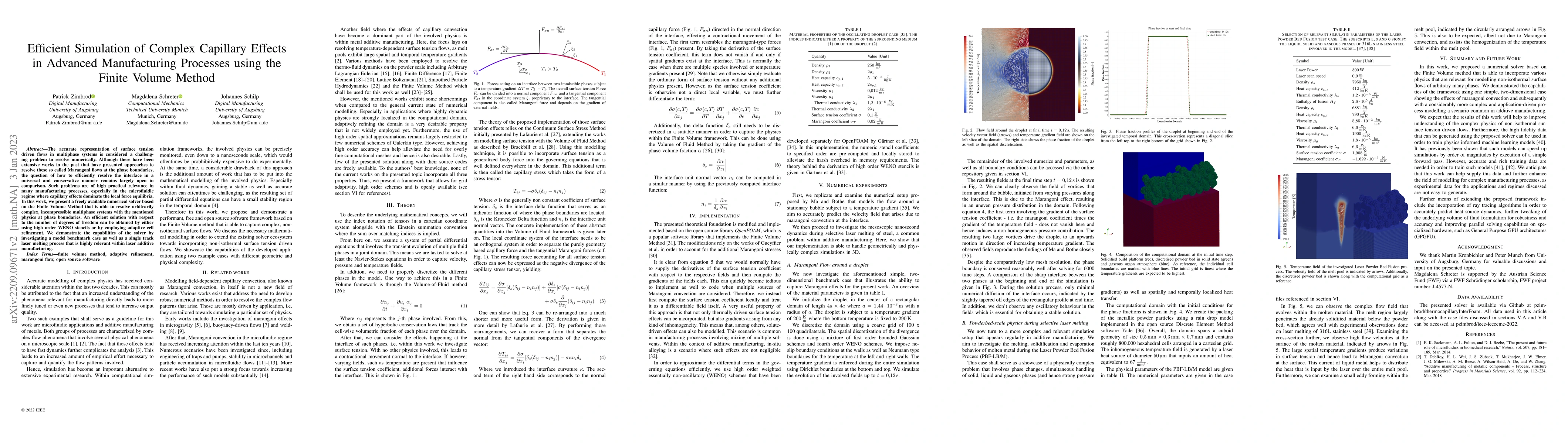 Thumbnail for Efficient Simulation of Complex Capillary Effects in Advanced
  Manufacturing Processes using the Finite Volume Method