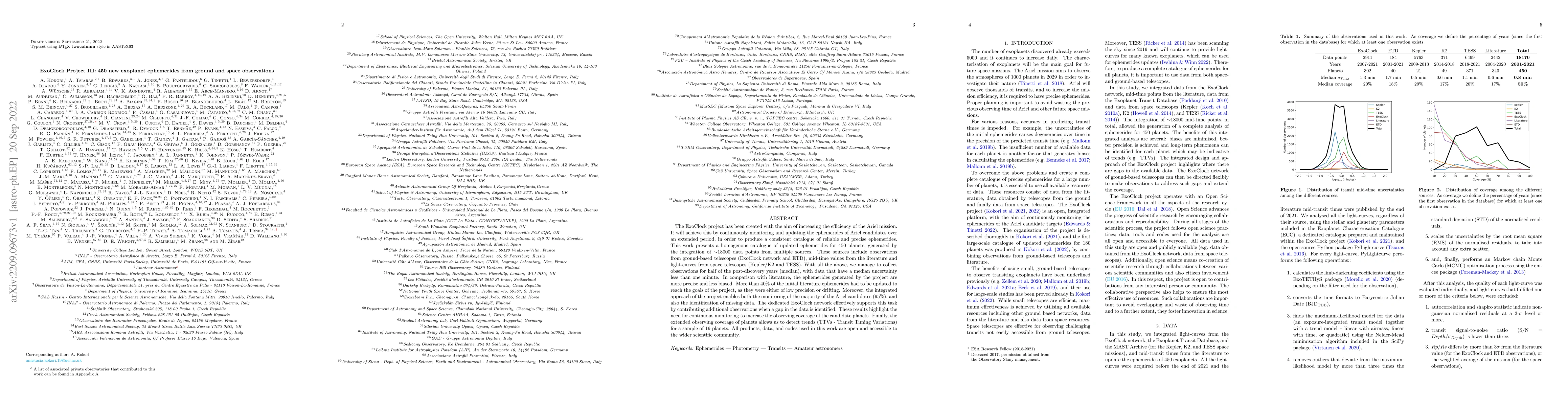 Thumbnail for ExoClock Project III: 450 new exoplanet ephemerides from ground and
  space observations
