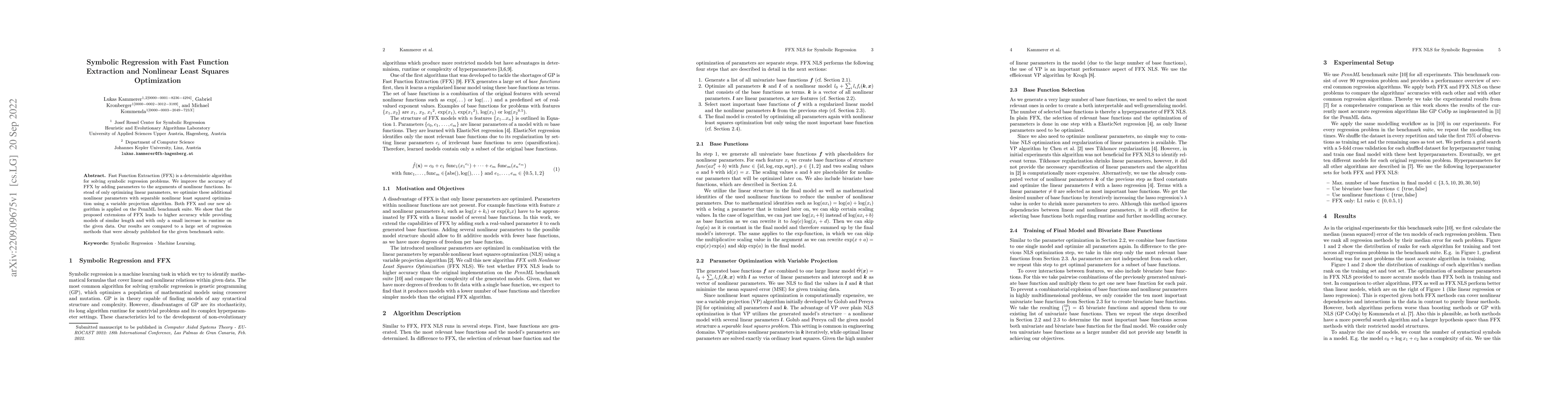 Thumbnail for Symbolic Regression with Fast Function Extraction and Nonlinear Least
  Squares Optimization