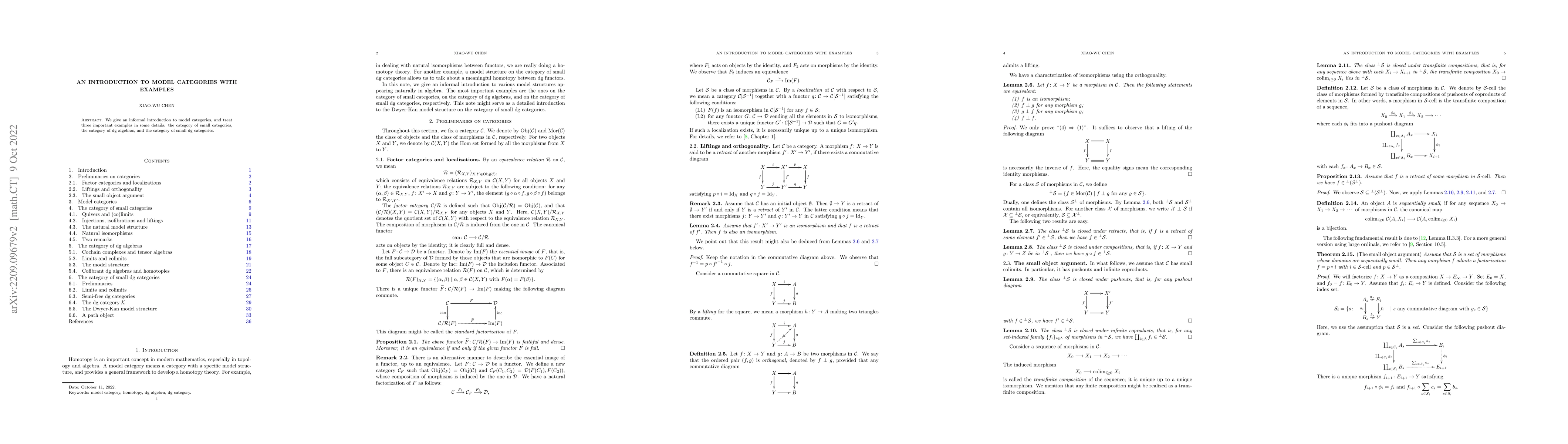Thumbnail for An introduction to model categories with examples