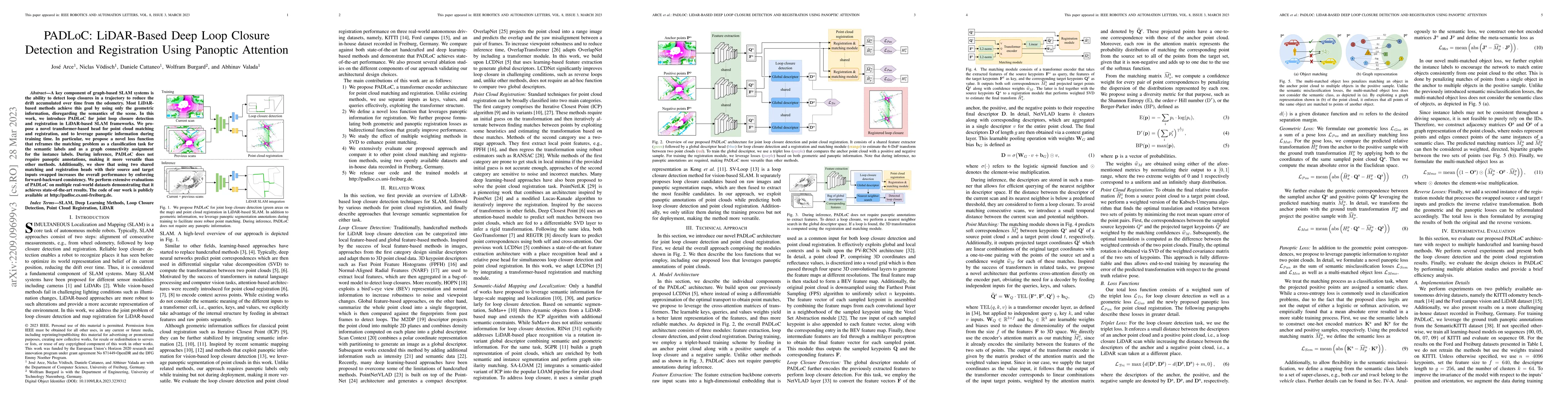 Thumbnail for PADLoC: LiDAR-Based Deep Loop Closure Detection and Registration Using
  Panoptic Attention