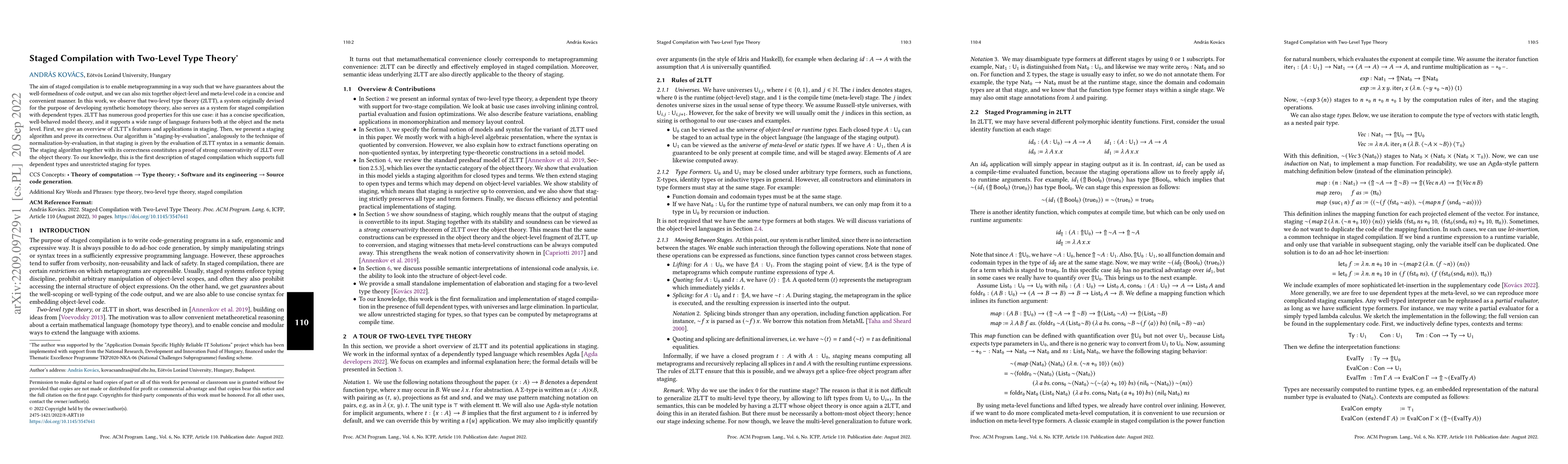Thumbnail for Staged Compilation with Two-Level Type Theory