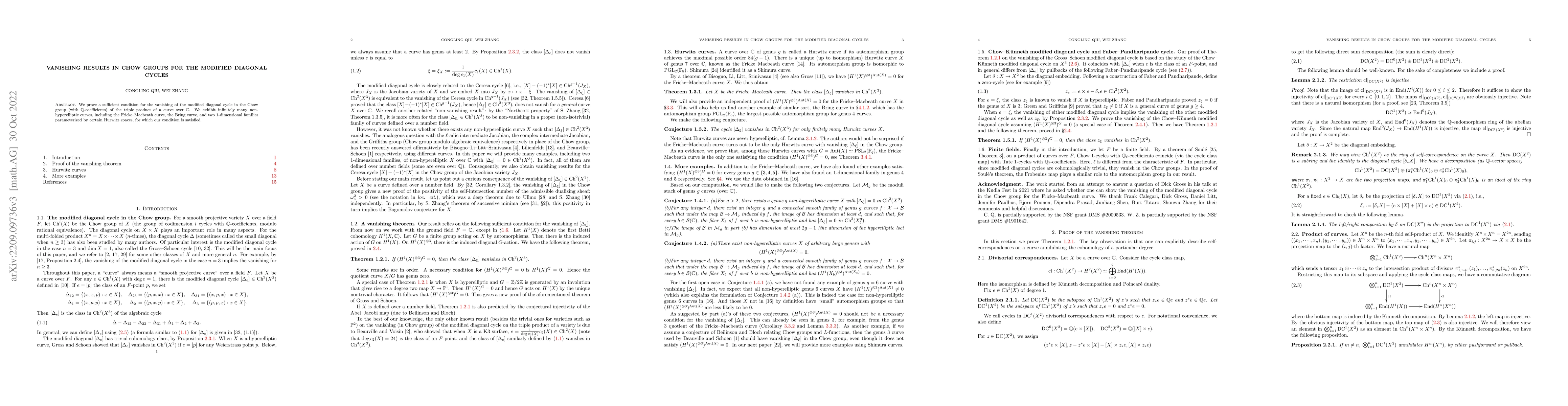 Thumbnail for Vanishing results in Chow groups for the modified diagonal cycles