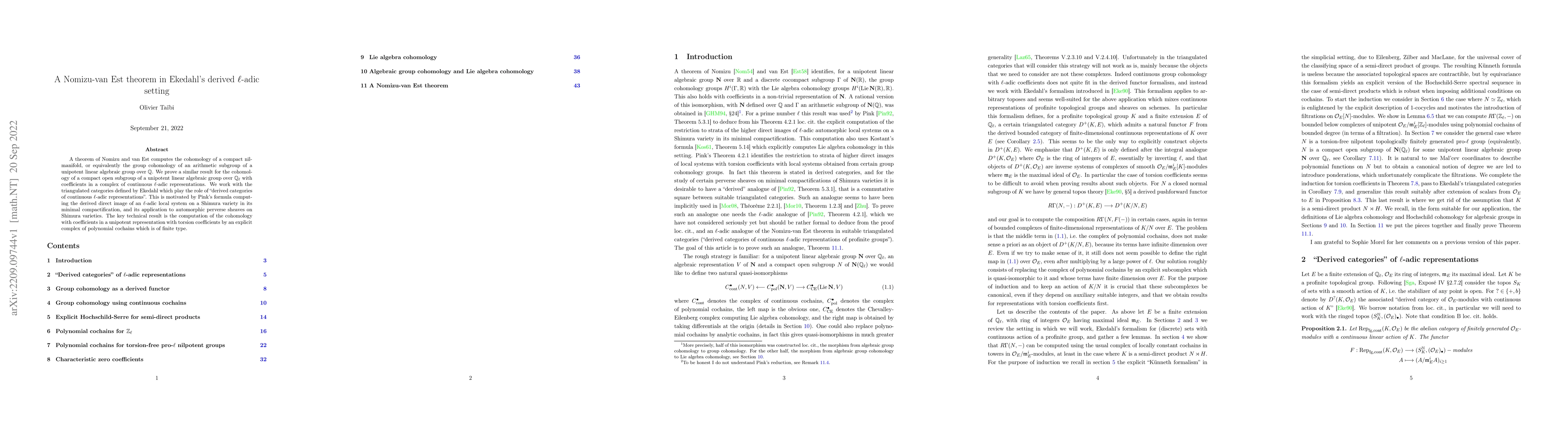 Thumbnail for A Nomizu-van Est theorem in Ekedahl's derived $\ell$-adic setting