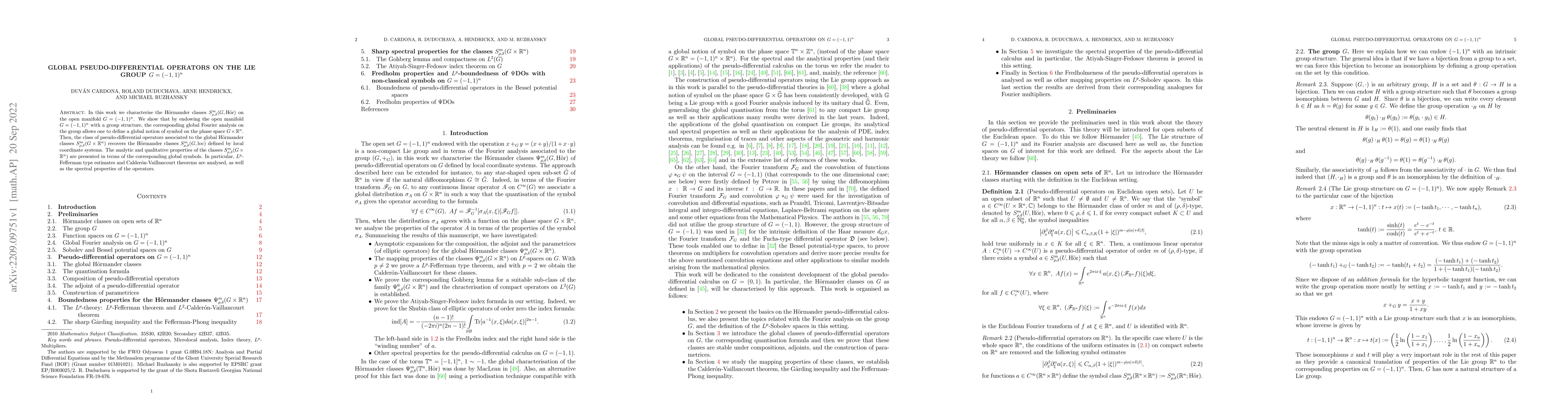 Thumbnail for Global pseudo-differential operators on the Lie group $G= (-1,1)^n$