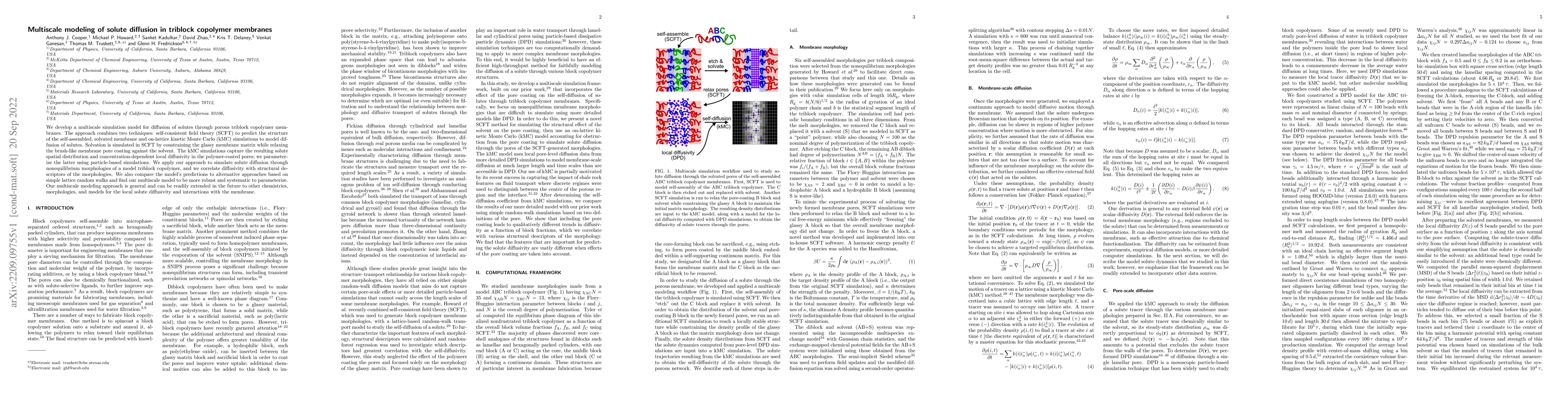 Thumbnail for Multiscale modeling of solute diffusion in triblock copolymer membranes