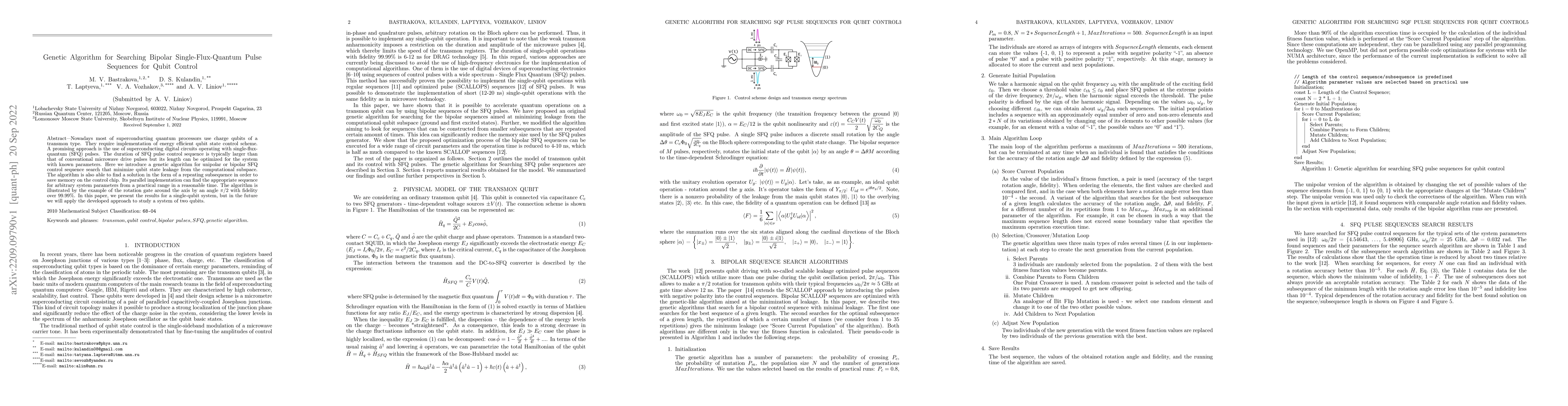 Thumbnail for Genetic algorithm for searching bipolar Single-Flux-Quantum pulse
  sequences for qubit control