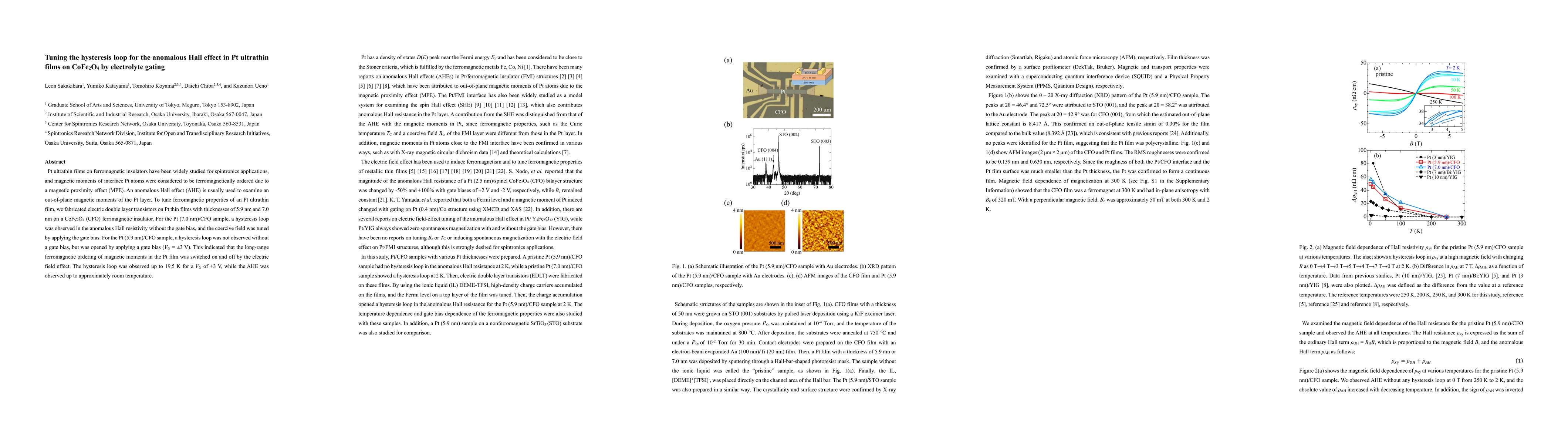 Thumbnail for Tuning the hysteresis loop for the anomalous Hall effect in Pt ultrathin
  films on $\rm{CoFe_2O_4}$ by electrolyte gating