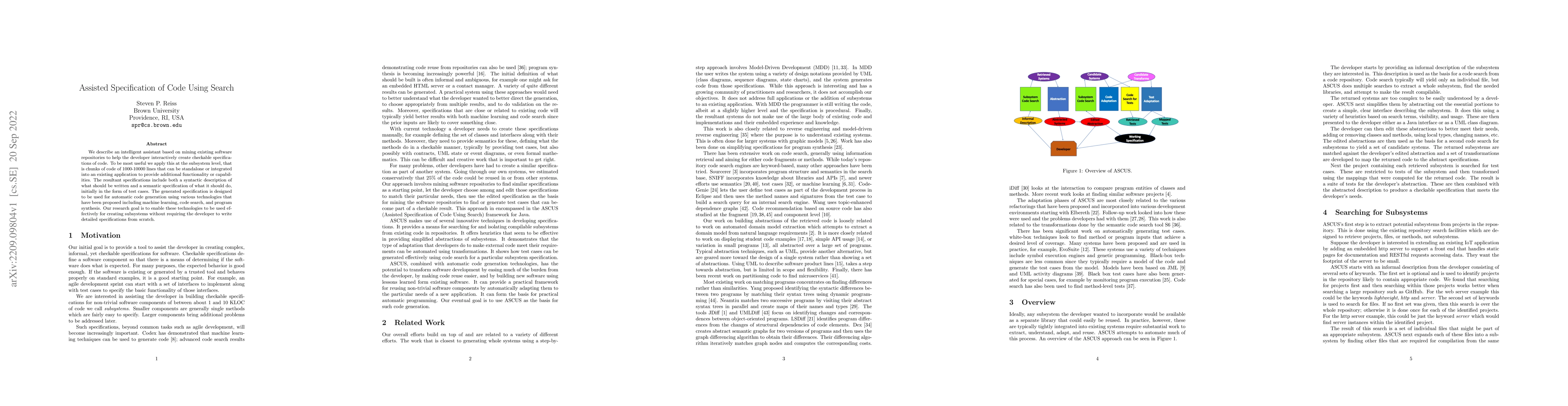 Thumbnail for Assisted Specification of Code Using Search