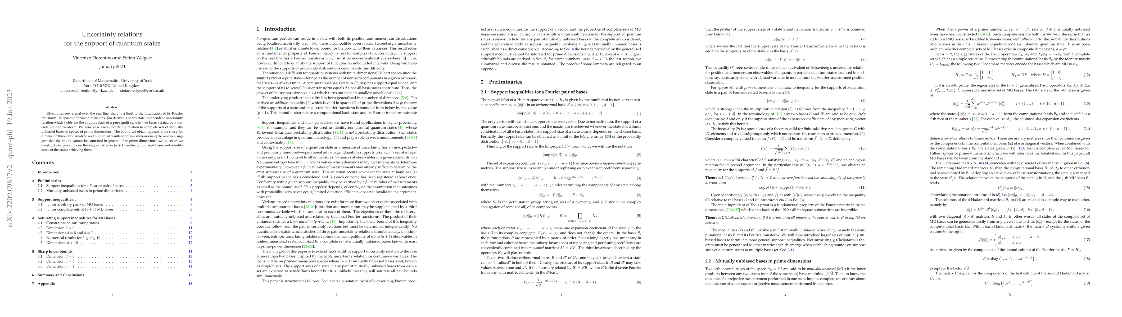 Thumbnail for Uncertainty relations for the support of quantum states