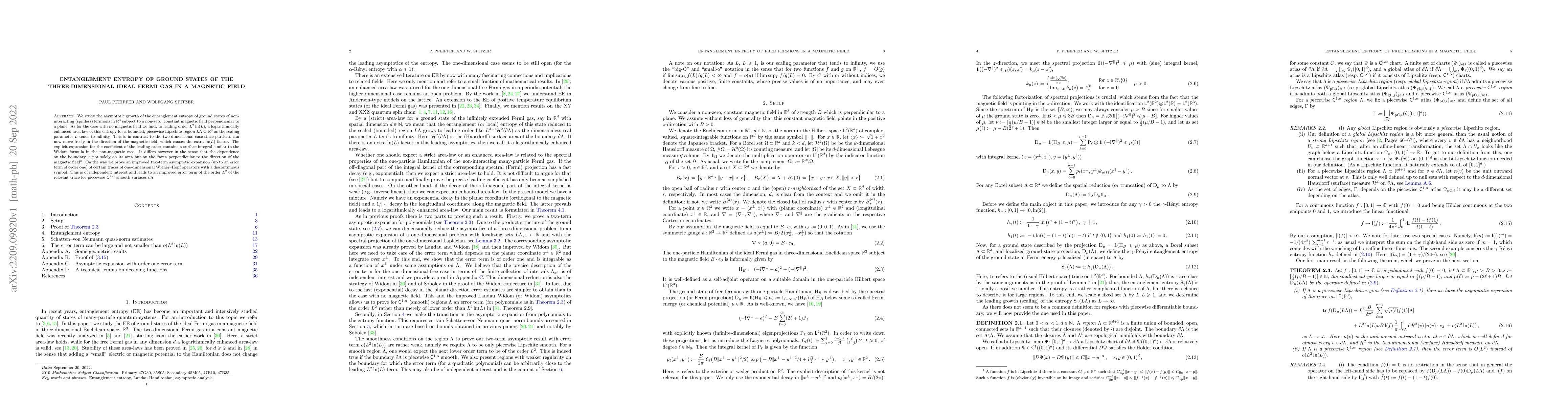 Thumbnail for Entanglement entropy of ground states of the three-dimensional ideal
  Fermi gas in a magnetic field
