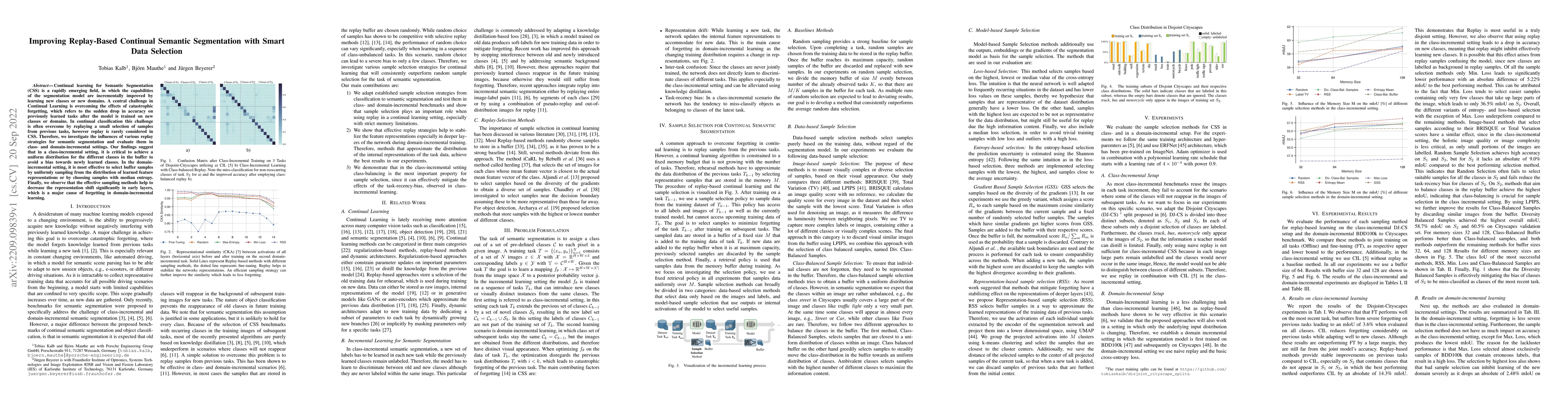 Thumbnail for Improving Replay-Based Continual Semantic Segmentation with Smart Data
  Selection