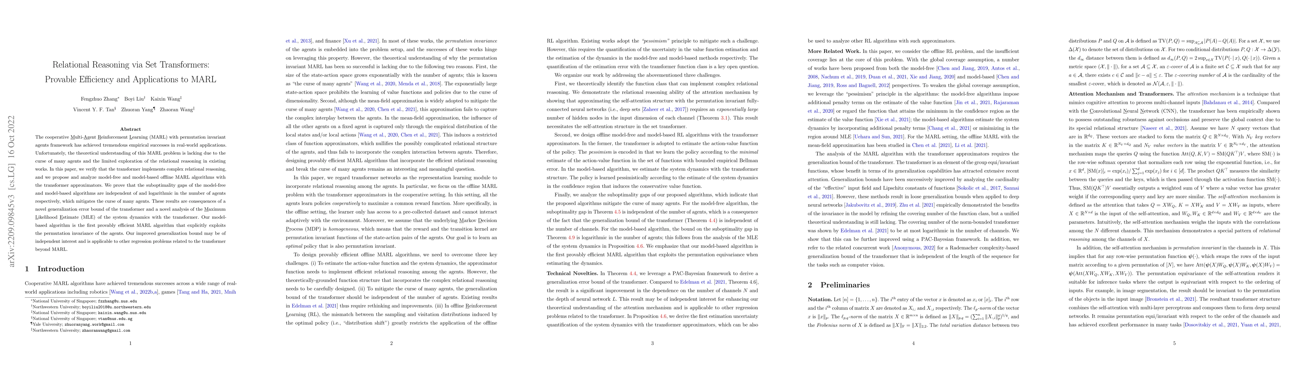 Thumbnail for Relational Reasoning via Set Transformers: Provable Efficiency and
  Applications to MARL