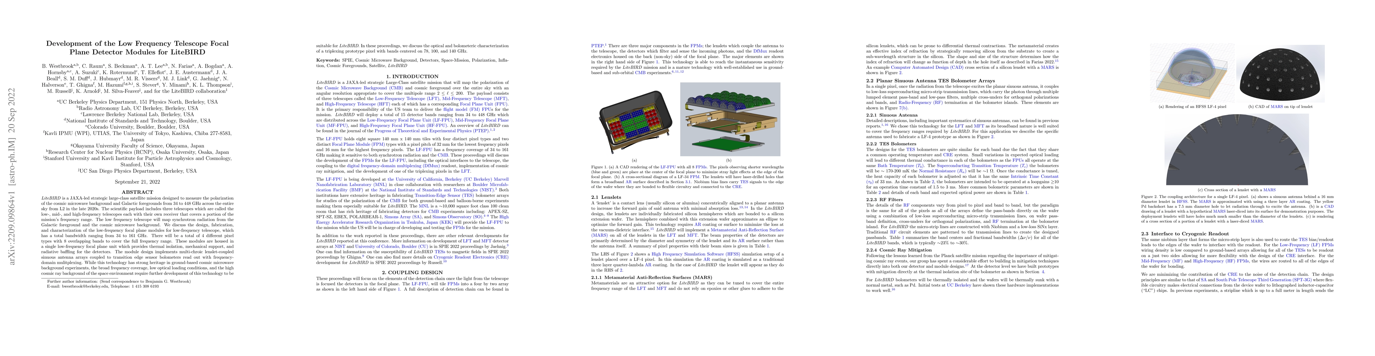 Thumbnail for Development of the Low Frequency Telescope Focal Plane Detector Modules
  for LiteBIRD