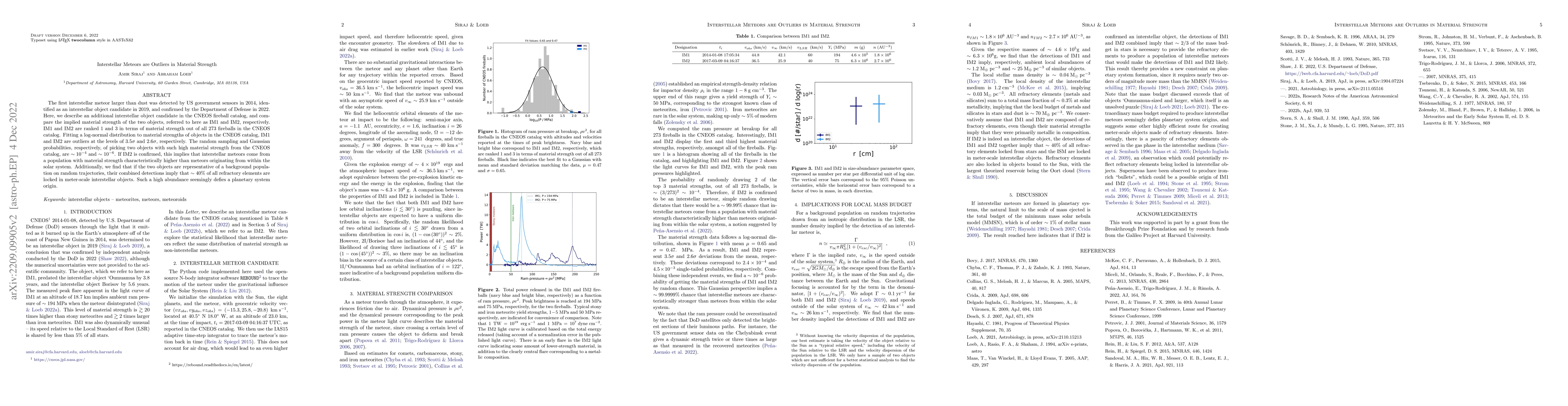 Thumbnail for Interstellar Meteors are Outliers in Material Strength