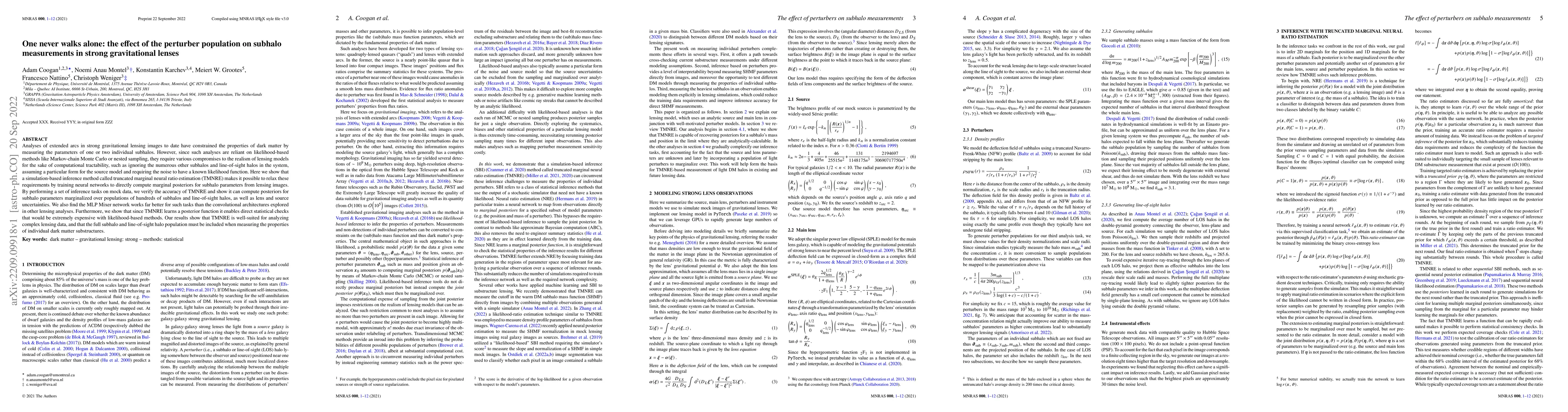 Thumbnail for One never walks alone: the effect of the perturber population on subhalo
  measurements in strong gravitational lenses