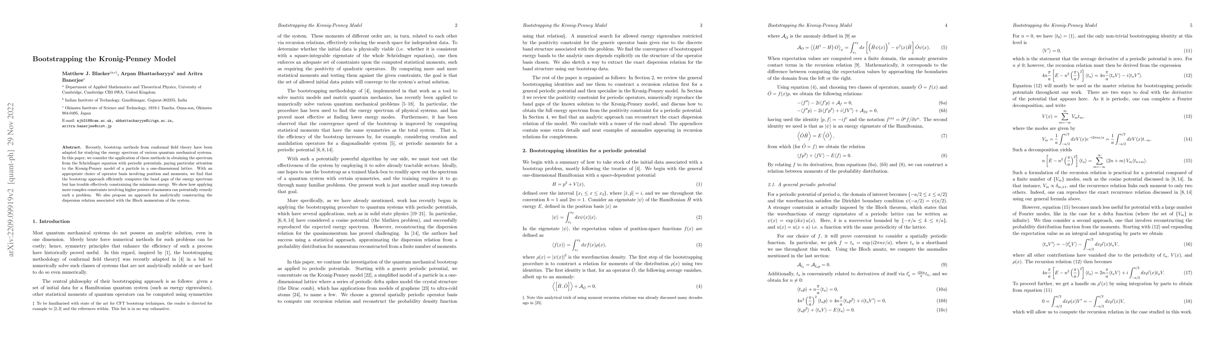 Thumbnail for Bootstrapping the Kronig-Penney Model