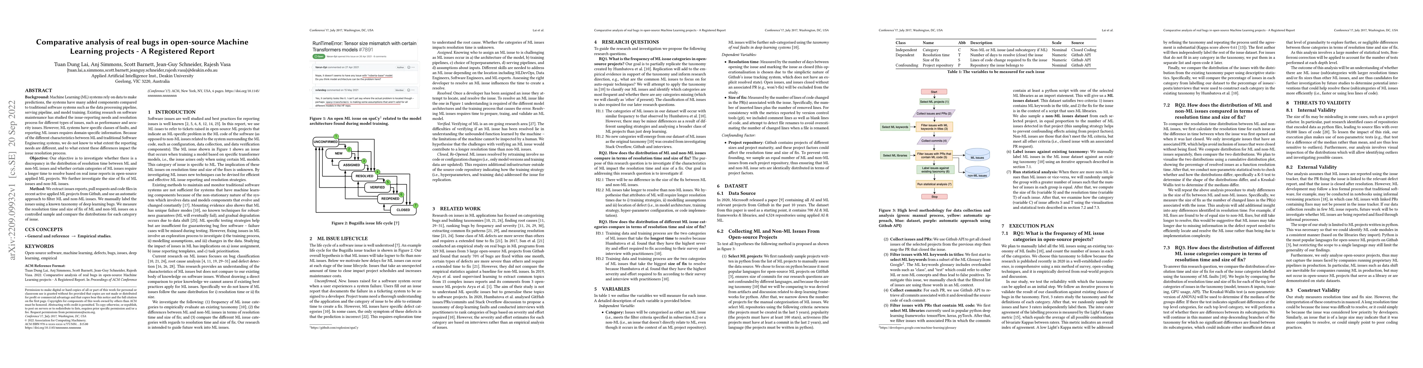 Thumbnail for Comparative analysis of real bugs in open-source Machine Learning
  projects -- A Registered Report