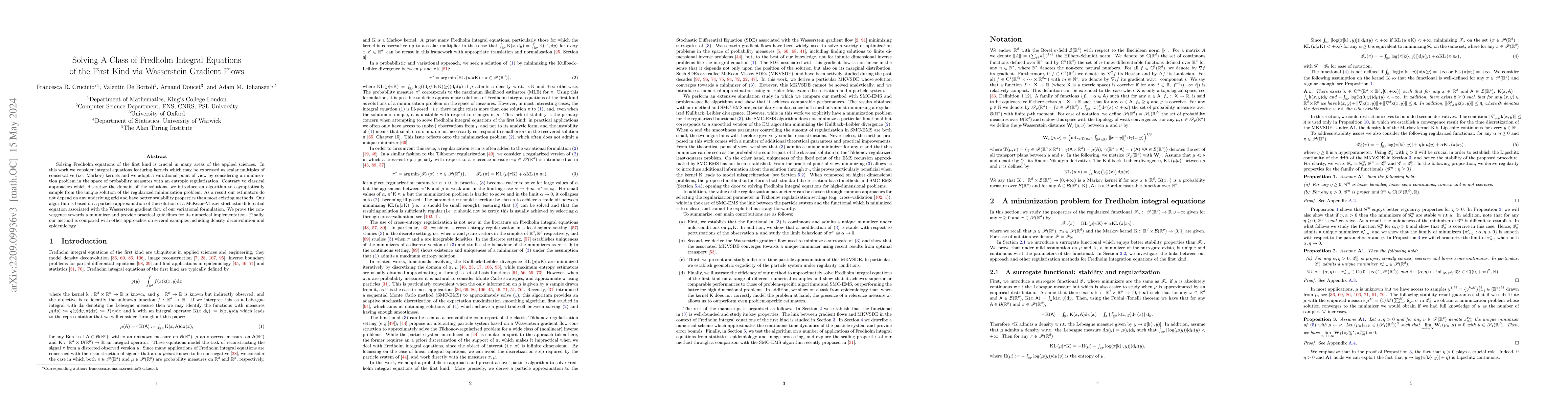 Thumbnail for Solving Fredholm Integral Equations of the First Kind via Wasserstein
  Gradient Flows