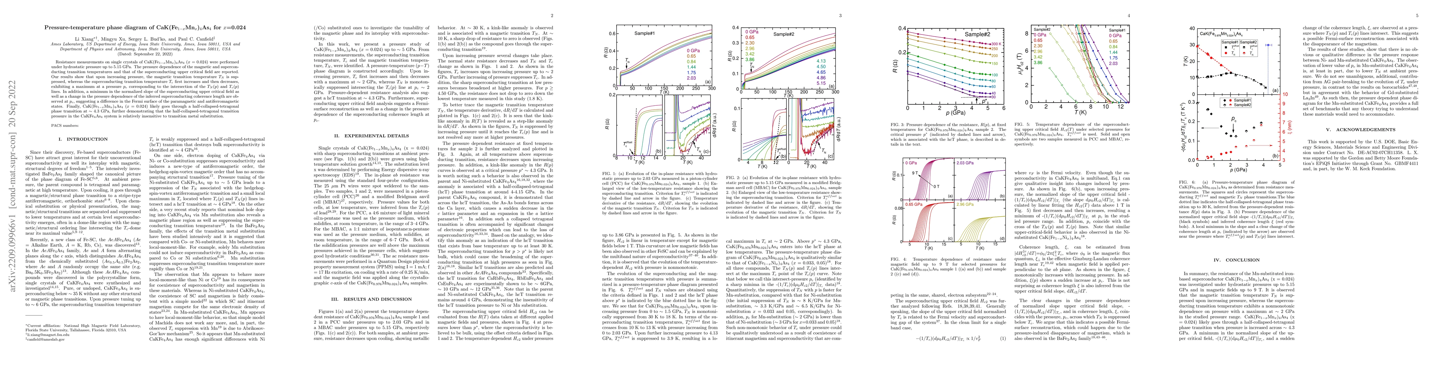 Thumbnail for Pressure-temperature phase diagram of CaK(Fe$_{1-x}$Mn$_x$)$_4$As$_4$
  for $x$=0.024
