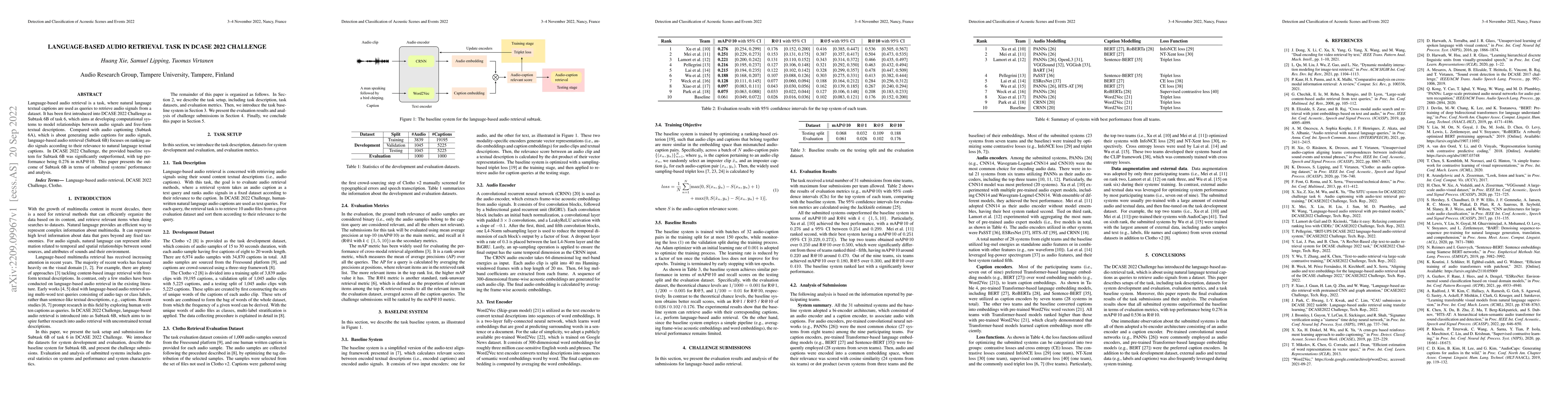 Thumbnail for Language-based Audio Retrieval Task in DCASE 2022 Challenge