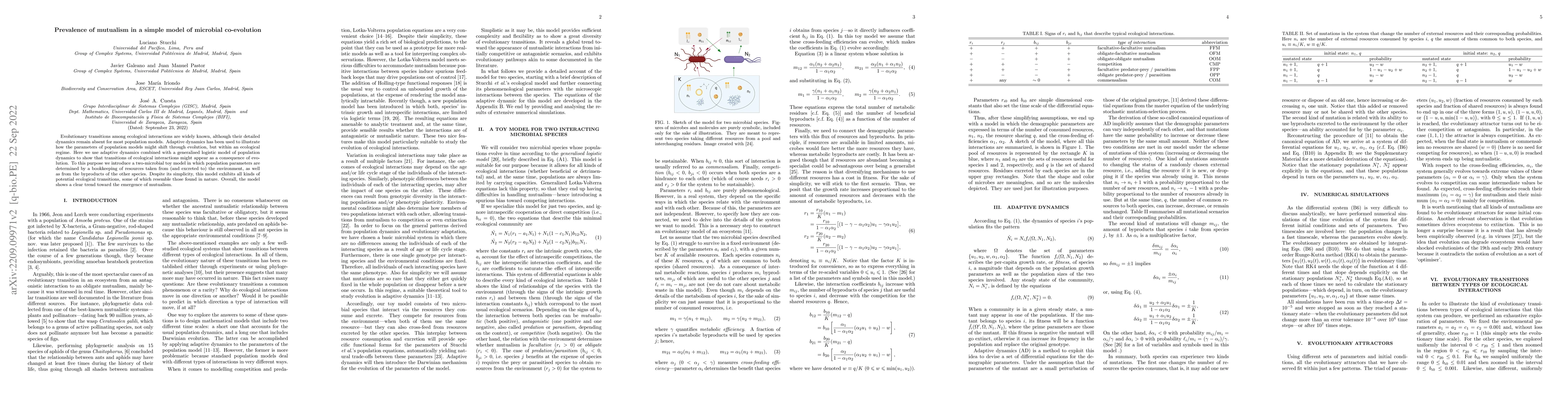 Thumbnail for Prevalence of mutualism in a simple model of microbial co-evolution