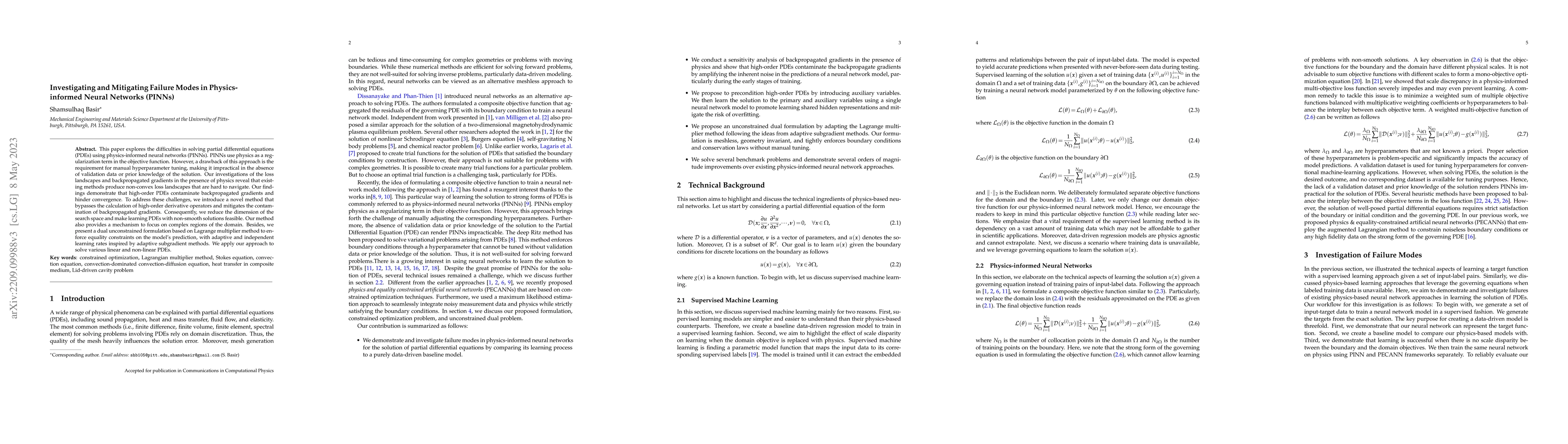 Thumbnail for Investigating and Mitigating Failure Modes in Physics-informed Neural
  Networks (PINNs)