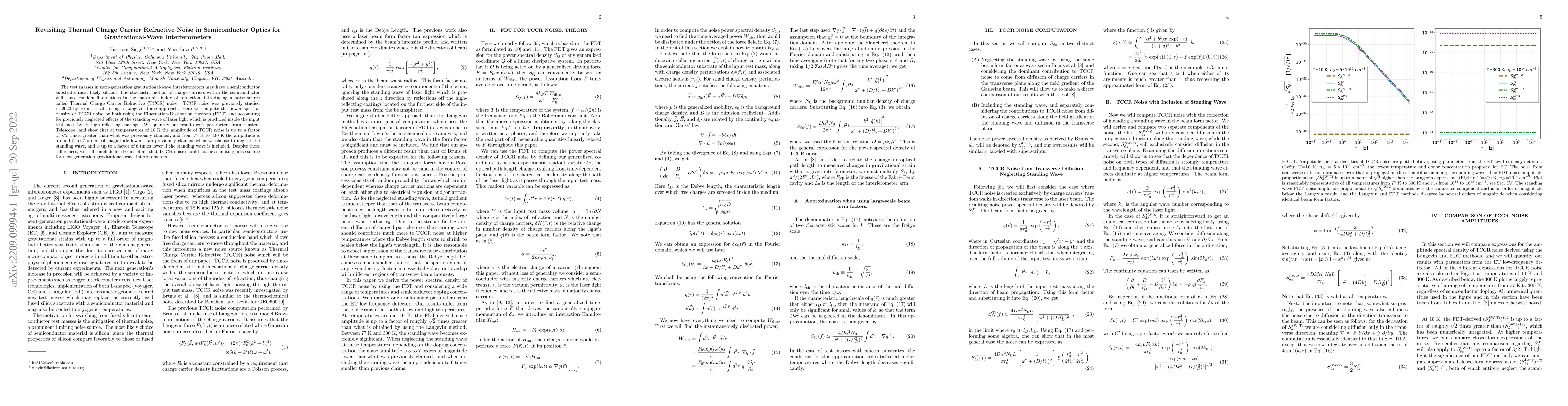 Thumbnail for Revisiting Thermal Charge Carrier Refractive Noise in Semiconductor
  Optics for Gravitational-Wave Interferometers