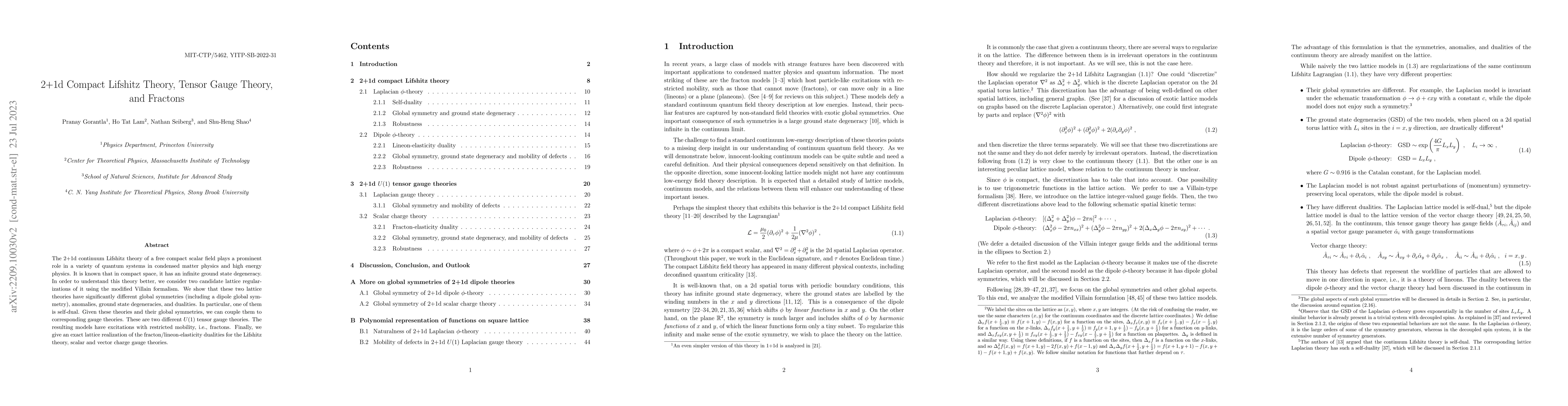 Thumbnail for 2+1d Compact Lifshitz Theory, Tensor Gauge Theory, and Fractons