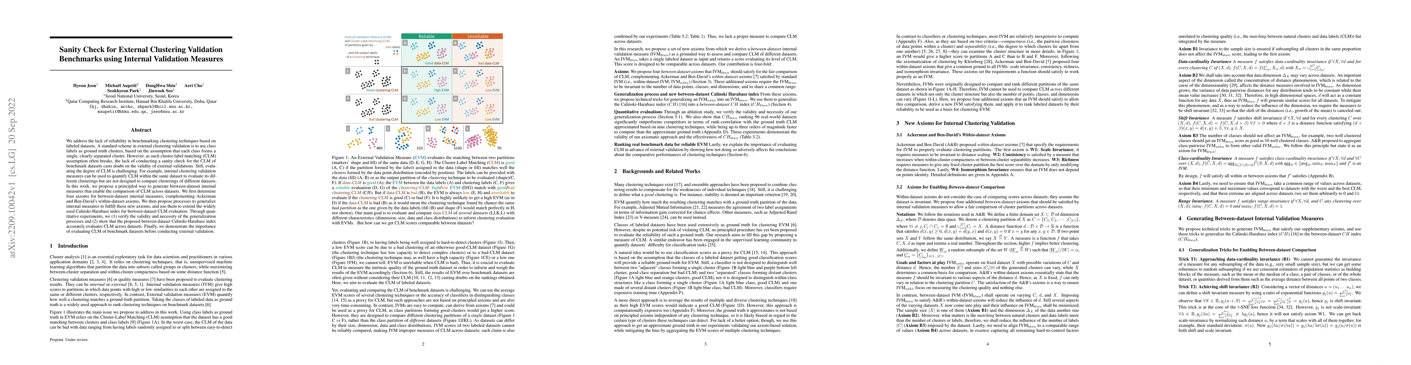 Thumbnail for Sanity Check for External Clustering Validation Benchmarks using
  Internal Validation Measures