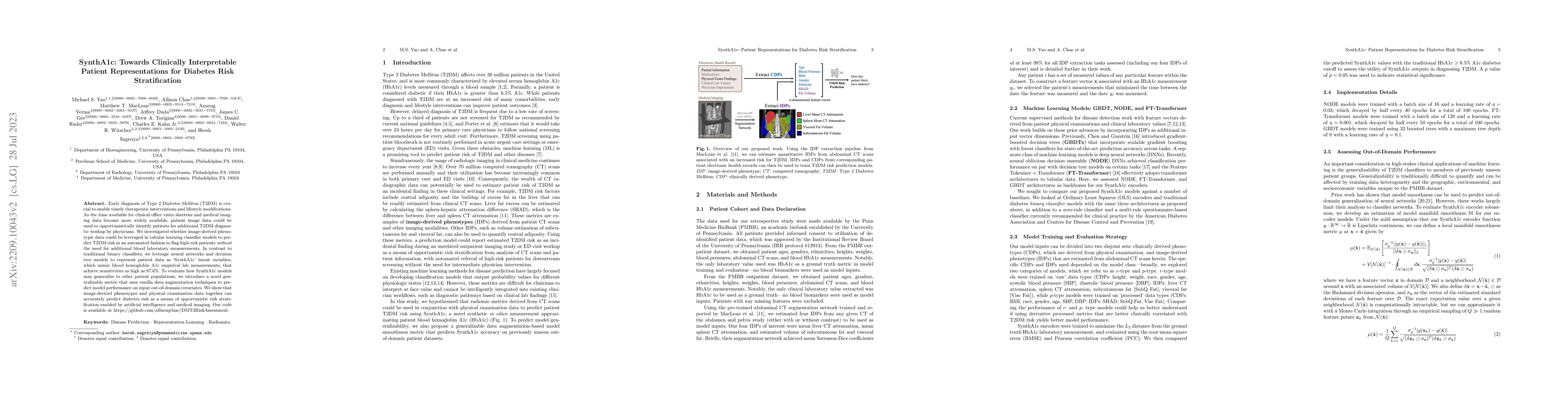 Thumbnail for SynthA1c: Towards Clinically Interpretable Patient Representations for
  Diabetes Risk Stratification