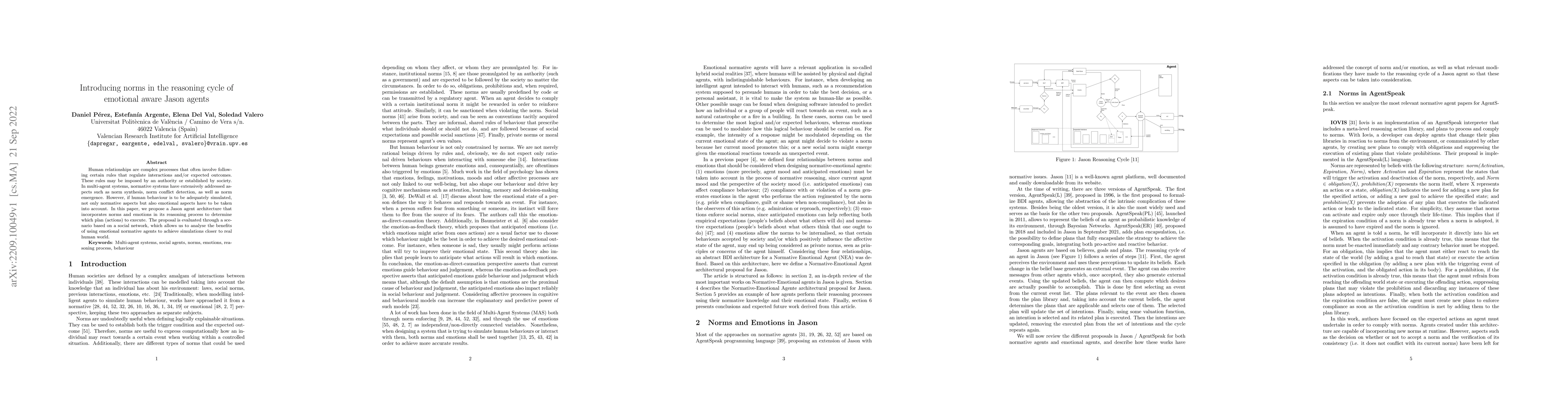Thumbnail for Introducing emotions in the reasoning cycle ofnormative aware agents